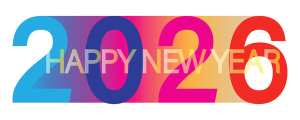 2026 Happy New Year logo text design. 2026 Happy New Year card, cover, poster, app, website. vector illustration on transparent background. 2026 number template design.