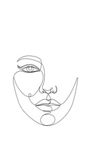 Obraz premium A minimalist line art drawing of a woman's face, focusing on the eye, nose, and lips.