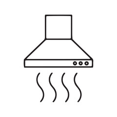 Kitchen Range Hood Line Icon. Cooker Extractor Fan Vector Illustration. Simple Outline Symbol for Kitchen Appliance and Ventilation.