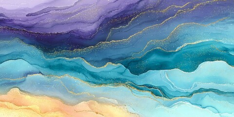 Obraz premium Serene Abstract Fluid Art Composition in Glacier Violet and Sand Tones with Soft Colors and Textures