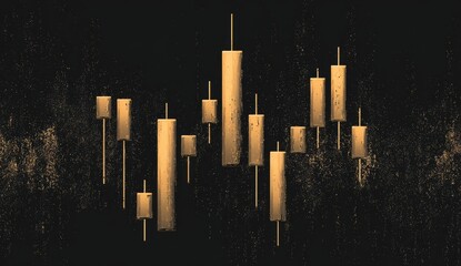 Gold candlestick chart on dark background
