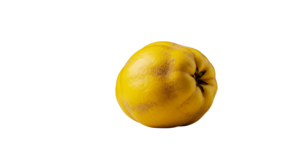 Close-up of a ripe, yellow quince fruit, showcasing its unique texture and inviting appearance