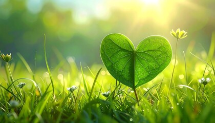 Lush green grass field shrouded in morning mist