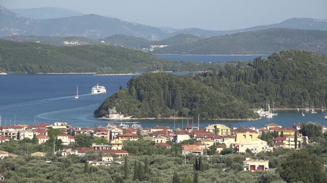 Landscape Lefkada Island, Isle in Greece, Tropical Beach, View Skorpios Scorpios