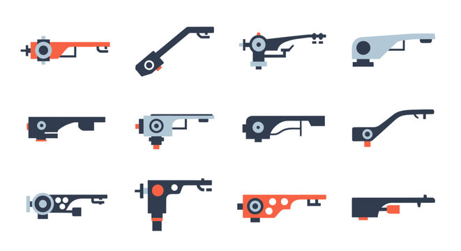 Collection of various tonearm designs for turntables.