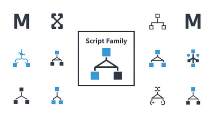 Hierarchical structure icons set organizational chart symbols.