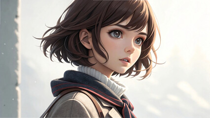 A captivating close-up portrait of an anime girl with beautiful eyes and expressive makeup