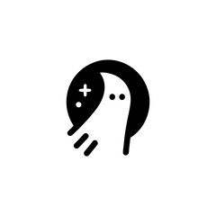 Spooky Game Ghost Vector Logo Design for Gaming