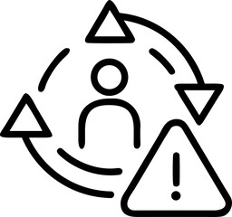 reputational risk signs vector outline icon on white or transparent background. branding or advertising or company outline icons. Printable sticker.