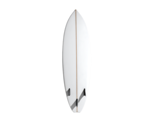 White surfboard, pointed nose, rounded tail, single fin, subtle concave bottom,  clean design, isolated on black background