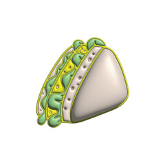 A Deliciously Rendered 3D Illustration of a Vibrant Taco, Showcasing Fresh Ingredients in a Stylized Presentation