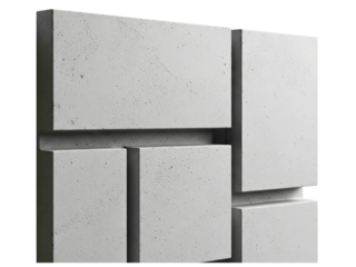 Modern architectural concrete panels for wall decoration on a transparent background