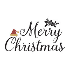 Typography of Merry Christmas text Lettering design card template. Lettering of Merry Chrismas calligraphy Hand drawn. Holiday Greeting Gift Poster. Calligraphy with tree vector illustration