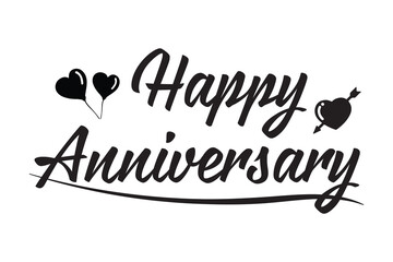 Happy Anniversary calligraphy hand lettering isolated on white. Birthday or wedding anniversary celebration poster
