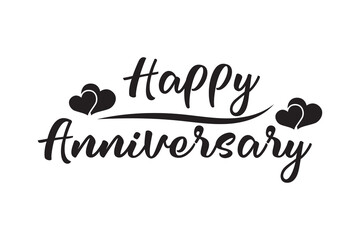 Happy Anniversary calligraphy hand lettering isolated on white. Birthday or wedding anniversary celebration poster