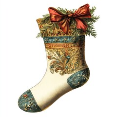 Christmas sock illustration stocking vintage.
