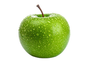 A single fresh green apple, a healthy and vibrant fruit.