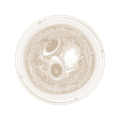 Vector Illustration Logo Line art Top View Mayak Gyeran with Rice 