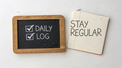 Daily Log Checklist with Stay Regular Note for Productivity Goals
