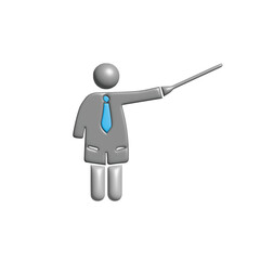 Business Presentation Illustration A Stylized Figure Indicating Direction and Providing Information
