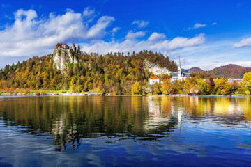 Medieval castle on Bled lake in Slovenia