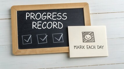 Obraz premium Daily Progress Record Board with Checkmarks for Tracking Goals