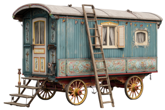 Antique, colorful, vintage caravan - Powered by Adobe