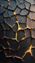 Shattered glass with glowing blue cracks phone wallpaper
