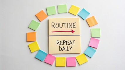 Daily Routine Planning with Colorful Sticky Notes for Organization