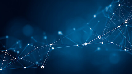 Abstract network of connected nodes on a dark blue background