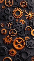 Steampunk gears and cogs in dim lighting phone wallpaper