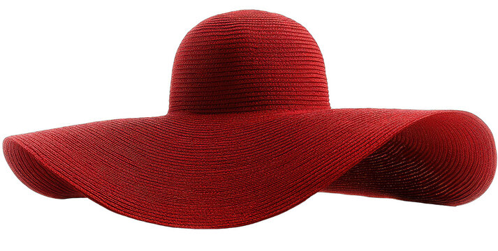 Wide-brimmed, red sun hat