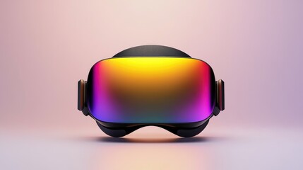 Virtual reality brand logo with glowing neon tech elements on a perfectly white background