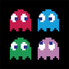 pixel art funny monster cartoon illustration