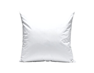 A plain, square, white throw pillow with subtle wrinkles, shown against a black background.  It appears soft and comfortable