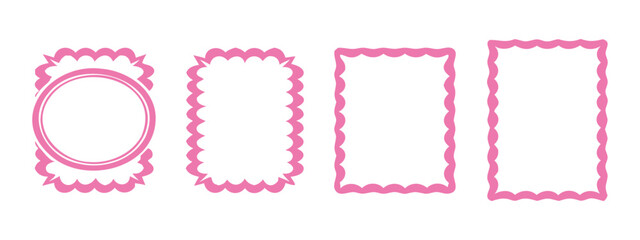 Decorative Pink Wavy Frames Set