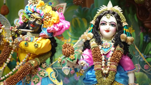 Radha Krishna in Temple Darshan &ndash; Spiritual Beauty and Devotional Worship