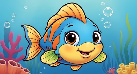 Fototapeta premium Cartoon Fish