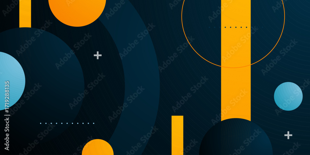 Wall mural abstract geometric background with dynamic color blue and orange element design. simple and trendy b