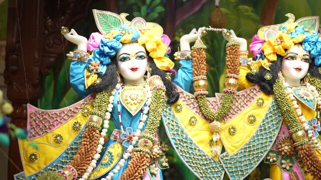 Devotees Offering Prayers to Gaur Nitai &ndash; Sacred Temple Darshan