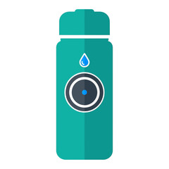 Teal water bottle with a circular display and a water drop icon.