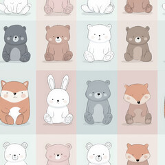 Cute Baby Animal Cartoon Background Design
