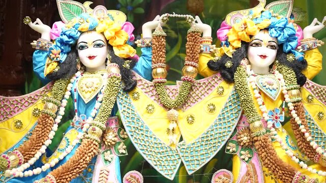 Devotees Offering Prayers to Gaur Nitai &ndash; Sacred Temple Darshan