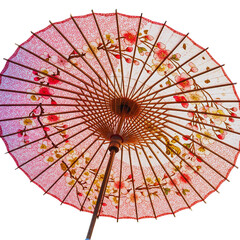 透明な背景に花柄の紙傘の孤立