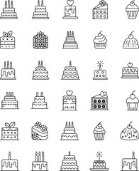 Assortment of Delicious Cake Icons for Various Occasions