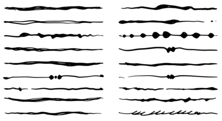 Black Delicate Line Border Divider Elements on White Background