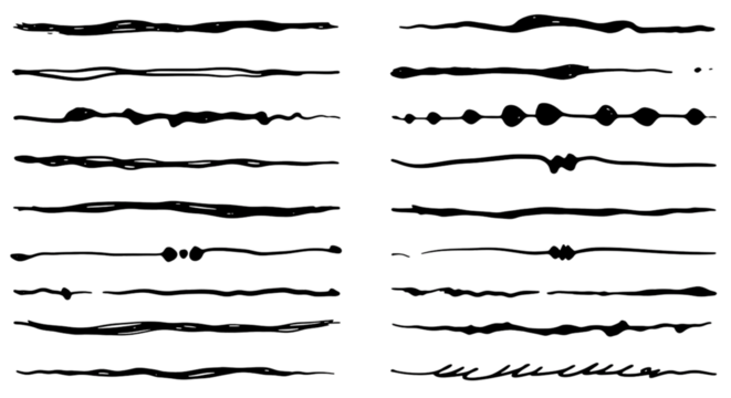 Black Delicate Line Border Divider Elements on White Background