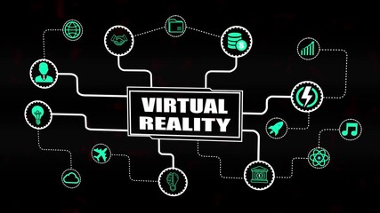 Virtual Reality Concept Network with Icons and Connections on Dark Background technology - Powered by Adobe