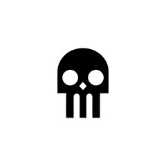 Minimalist Skull Icon in Graphic Black and White