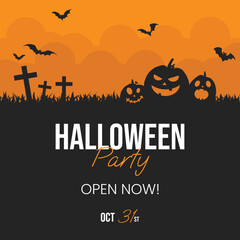 Halloween party invitation template for halloween celebration. Vector